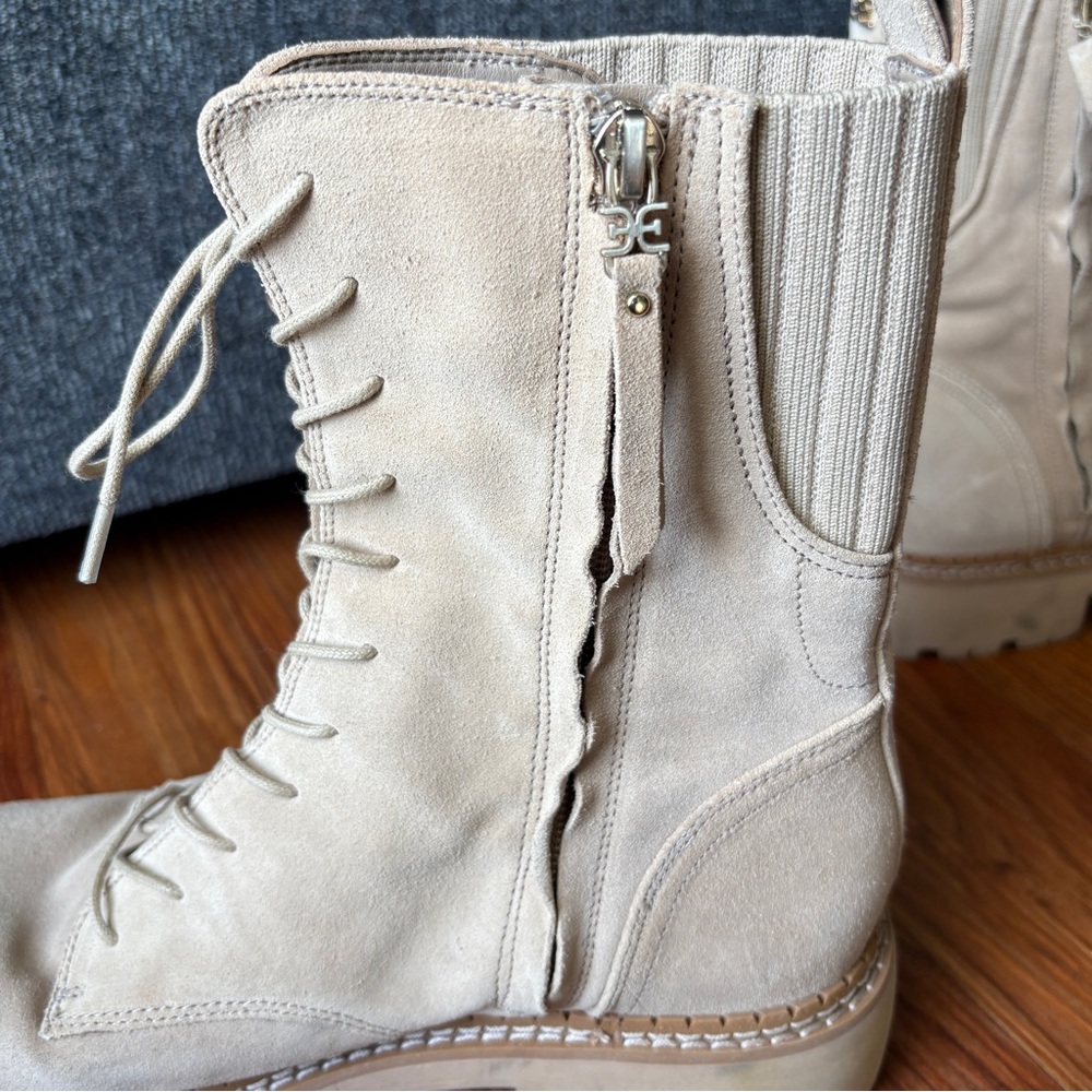 Sam Edelman Women’s Lex Lace Up Combat Boot in Sesame Tan Suede 9.5 - Picture 6 of 9